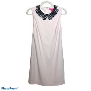 BETSEY JOHNSON Pearl Bib Neck Pastel Pink Dress 4